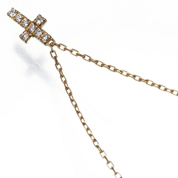 アーカー ネックレス ダイヤ 0.05ct クロスパヴェ  K18YG 