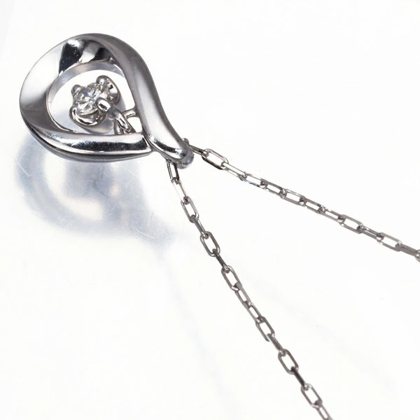 4℃ ネックレス ダイヤ  ティアドロップ K18WG 