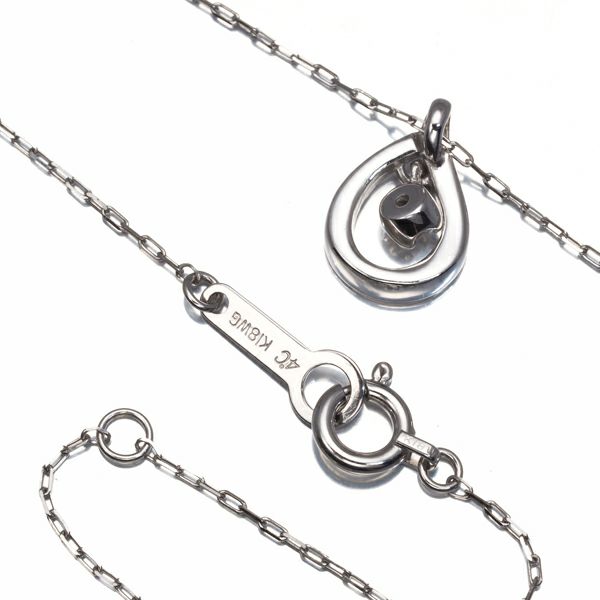 4℃ ネックレス ダイヤ  ティアドロップ K18WG 