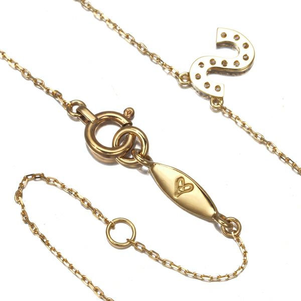 アーカー ネックレス ダイヤ 0.05ct  イニシャル S K18YG 