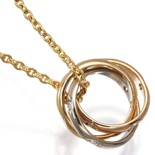 カルティエ ネックレス ダイヤ トリニティ スリーカラー K18YG/WG/PG 