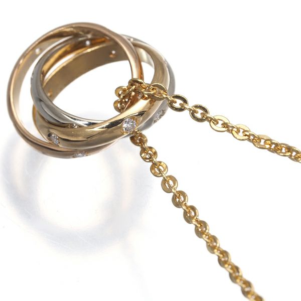 カルティエ ネックレス ダイヤ トリニティ スリーカラー K18YG/WG/PG 