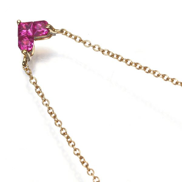 スタージュエリー ネックレス ルビー 0.13ct ミステリアスハート  K18YG 