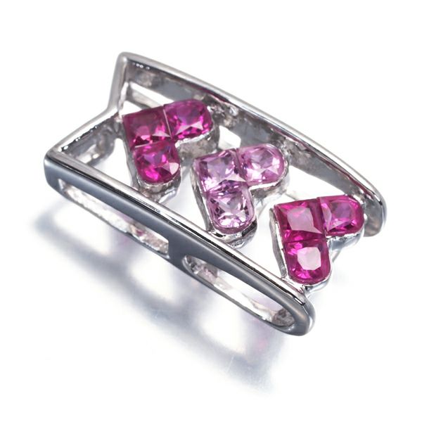 QVC ペンダントトップ ルビー 0.27ct ピンクサファイア 0.13ct   K18WG 保証書