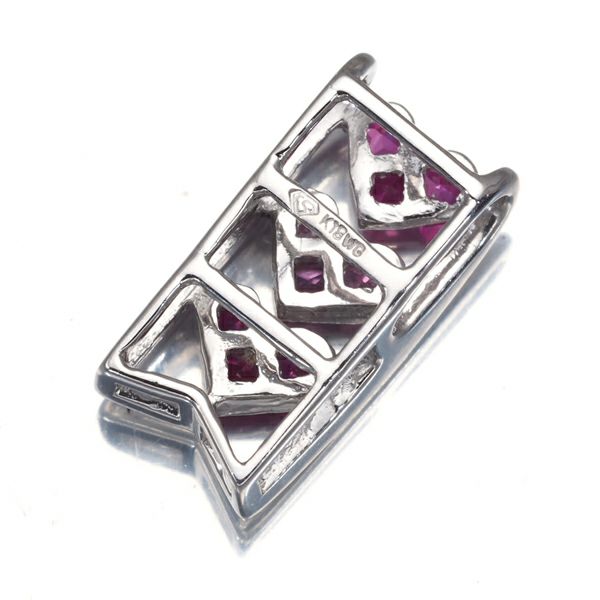 QVC ペンダントトップ ルビー 0.27ct ピンクサファイア 0.13ct   K18WG 保証書