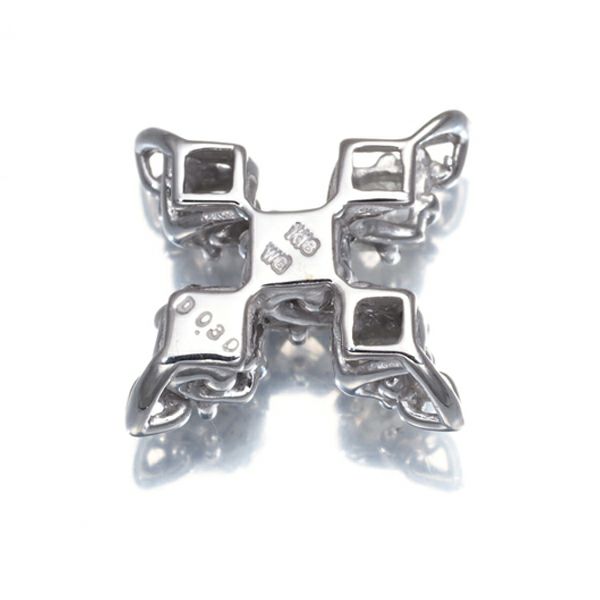 ダイヤ 0.30ct ラフカット クロス  ペンダントトップ K18WG 