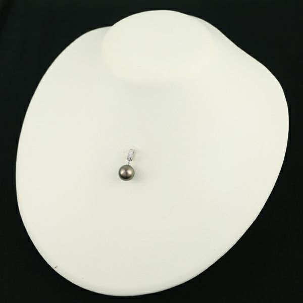 タサキ ペンダントトップ ブラックパール 黒蝶真珠 10.3mm ダイヤ 0.25ct 4WAY K18YG/WG
