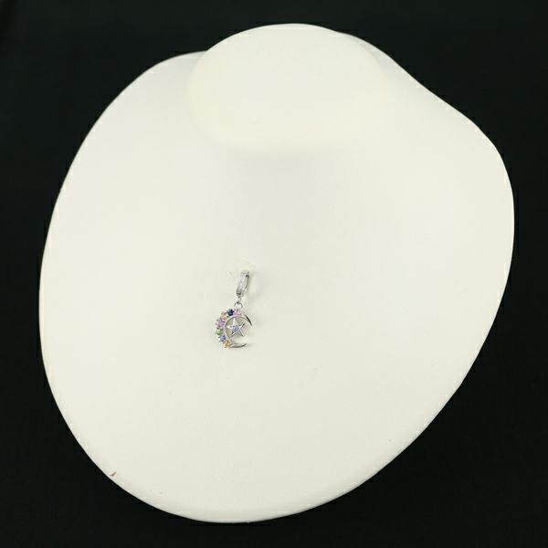 ローリーロドキン ペンダントトップ サファイア ダイヤ 0.05ct  ムーン スター K18WG 