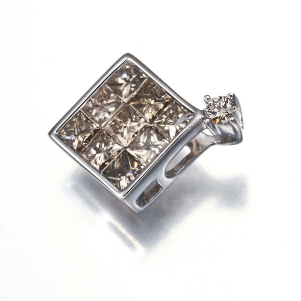 ダイヤ 0.75ct ミステリーセッティング  ペンダントトップ K18WG 