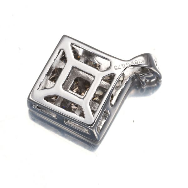 ダイヤ 0.75ct ミステリーセッティング  ペンダントトップ K18WG 
