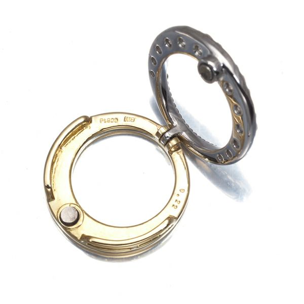 ダイヤ 0.22ct サークル  ペンダントトップ K18YG/Pt900 