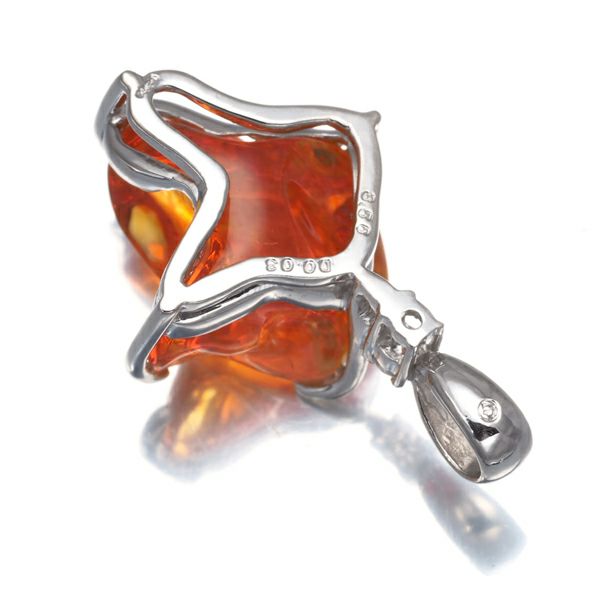 ファイアオパール 3.56ct ダイヤ 0.03ct  ペンダント Pt900 鑑別書