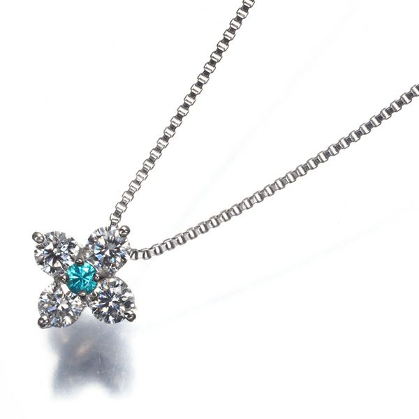 パライバトルマリン ダイヤ 0.53ct ホースシュー フラワー 5WAY ネックレス Pt/K18YG