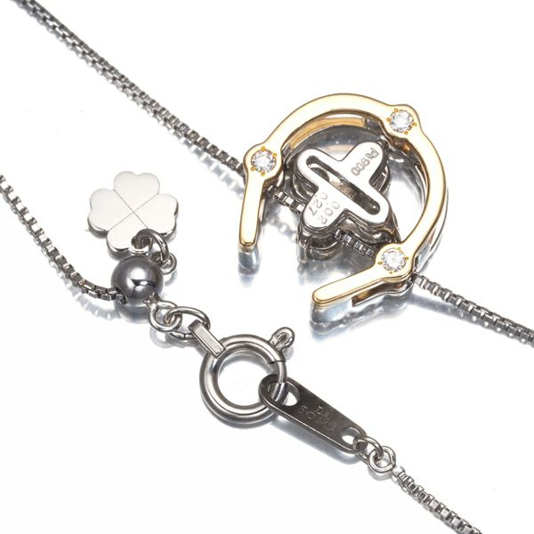 パライバトルマリン ダイヤ 0.53ct ホースシュー フラワー 5WAY ネックレス Pt/K18YG
