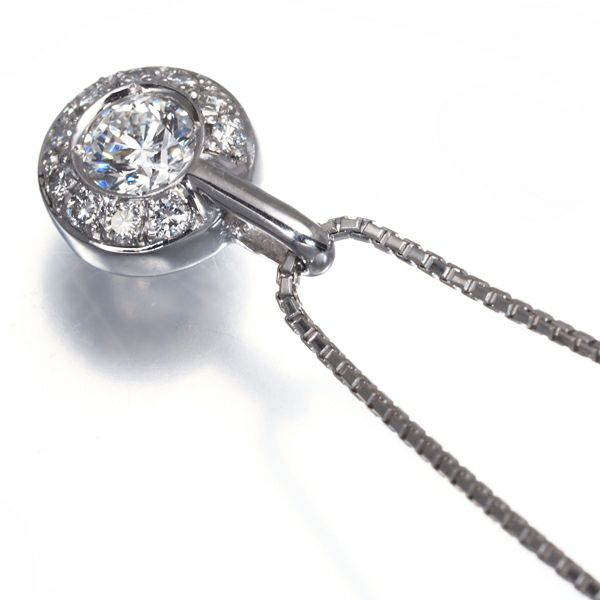 ダイヤ 0.43ct/0.22ct ハロー  ネックレス Pt850 