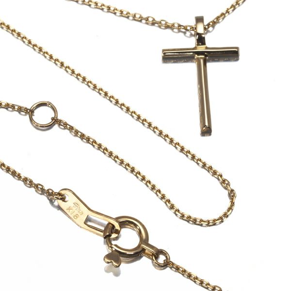 スタージュエリー ネックレス ダイヤ 0.05ct  クロス K18YG 
