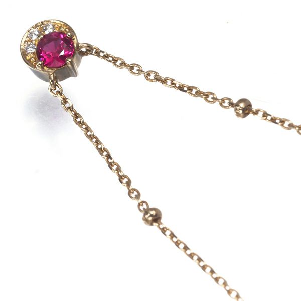 ポーラ ネックレス ルビー 0.10ct ダイヤ 0.01ct   K18YG 