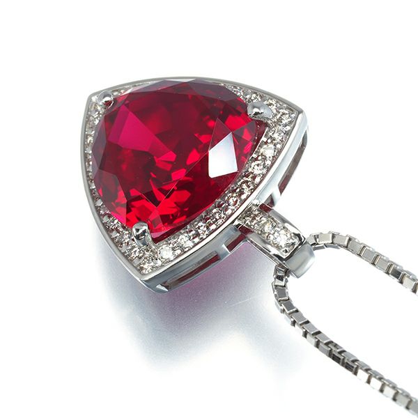 クレサンベール ネックレス 再結晶ルビー 7.11ct ダイヤ 0.32ct   Pt900/Pt850 