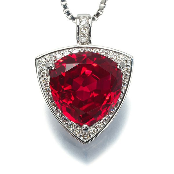クレサンベール ネックレス 再結晶ルビー 7.11ct ダイヤ 0.32ct   Pt900/Pt850 