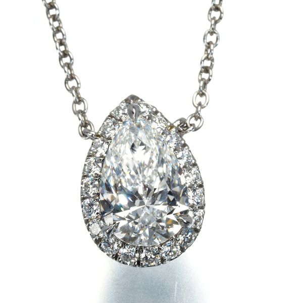 ハリーウィンストン ネックレス ダイヤ 1.08ct D VVS2 ペアシェイプ マイクロパヴェPt950 保/鑑