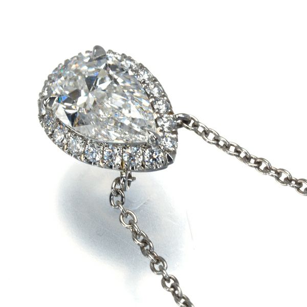 ハリーウィンストン ネックレス ダイヤ 1.08ct D VVS2 ペアシェイプ マイクロパヴェPt950 保/鑑