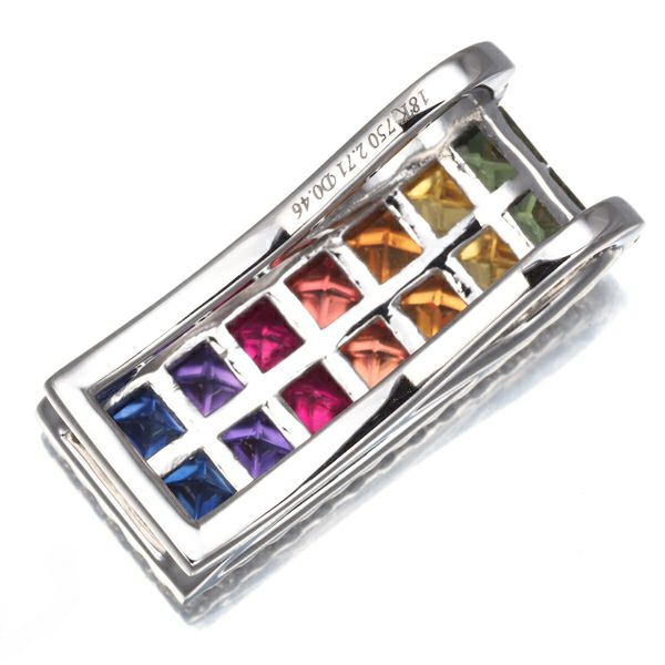 サファイア 2.71ct ダイヤ 0.46ct マルチカラー  ペンダントトップ K18WG 