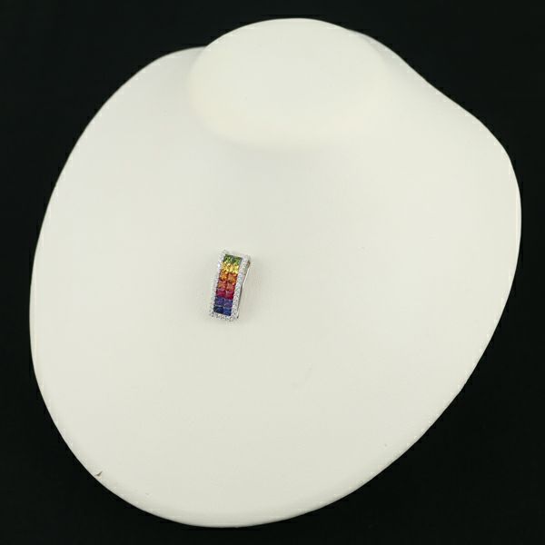 サファイア 2.71ct ダイヤ 0.46ct マルチカラー  ペンダントトップ K18WG 