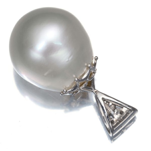 パール 真珠 13.7mm ダイヤ 0.03ct 透かし  ペンダントトップ K18WG 