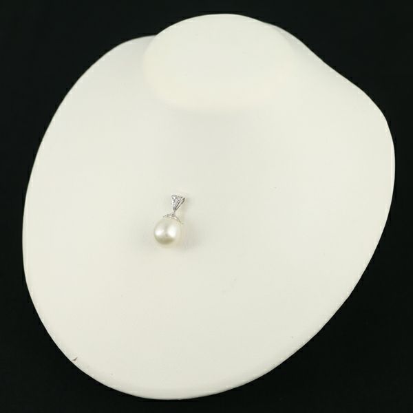 パール 真珠 13.7mm ダイヤ 0.03ct 透かし  ペンダントトップ K18WG 