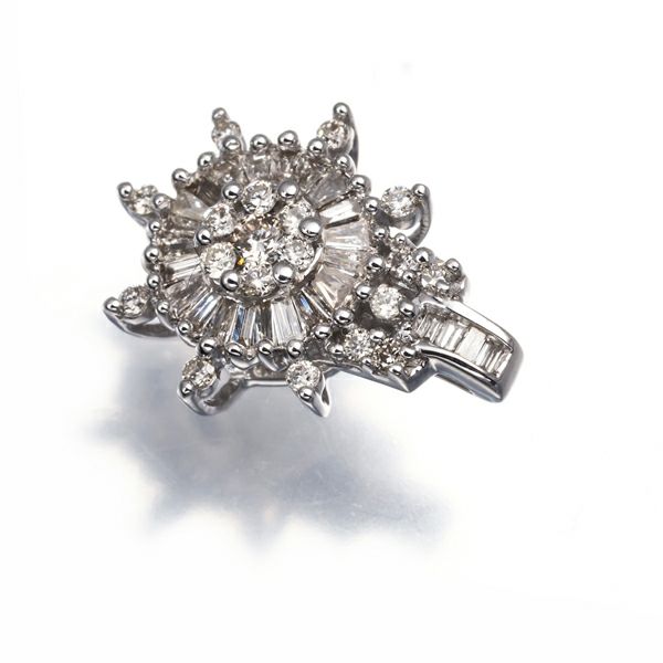 ダイヤ 0.28ct 2種カット  ペンダントトップ K18WG 