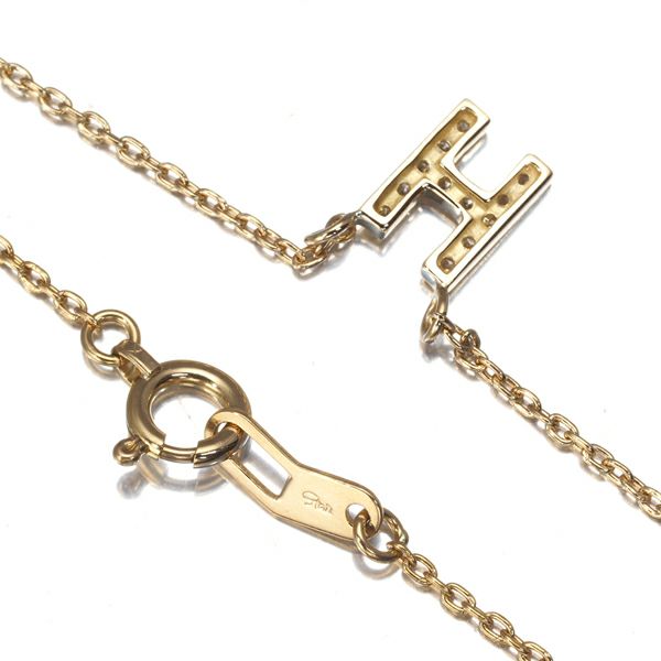 スタージュエリー ネックレス ダイヤ 0.04ct  イニシャル H K18YG 
