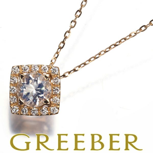 スタージュエリー ネックレス ムーンストーン ダイヤ 0.08ct SQUARE HALO  K18PG 