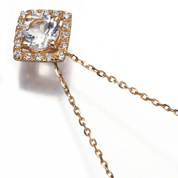 スタージュエリー ネックレス ムーンストーン ダイヤ 0.08ct SQUARE HALO  K18PG 