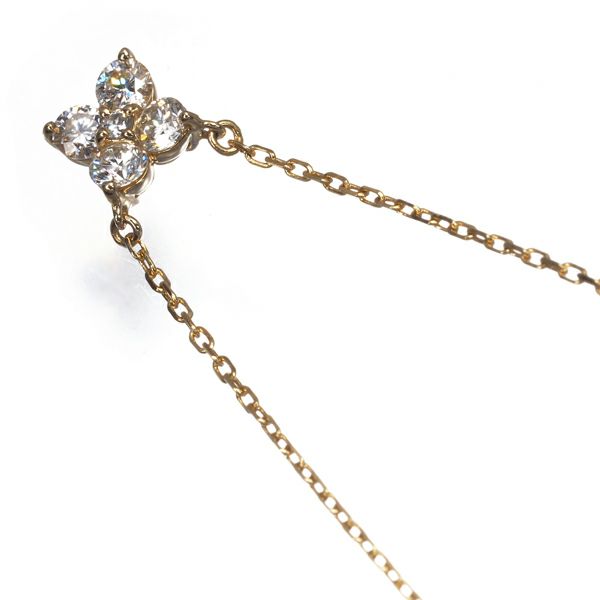 ヴァンドーム ネックレス ダイヤ 0.27ct カローラ フラワー K18YG 