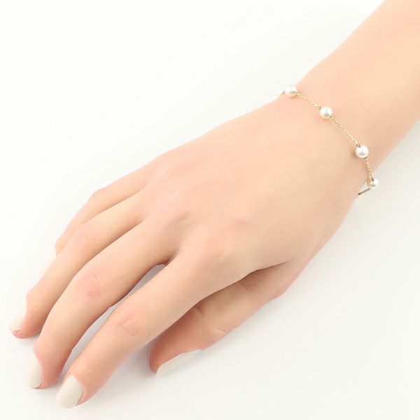 ミキモト ブレスレット パール アコヤ真珠 5.0-5.4mm  ステーション K14YG 