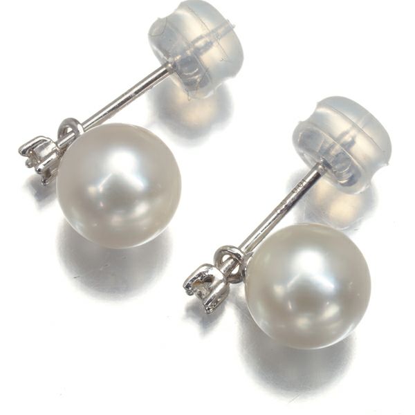 タサキ ピアス アコヤパール 真珠 6.8mm ダイヤ 0.01ct  2way K18WG 