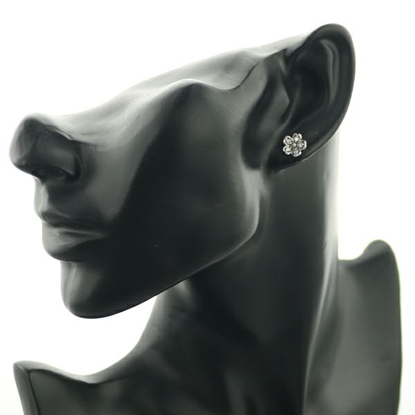 ダイヤ 0.28ct フラワー  ピアス K18WG 