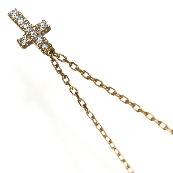 アーカー ネックレス ダイヤ 0.05ct クロスパヴェ  K18YG 