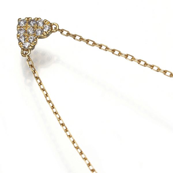 アーカー ネックレス ダイヤ 0.05ct ハートパヴェ  K18YG 
