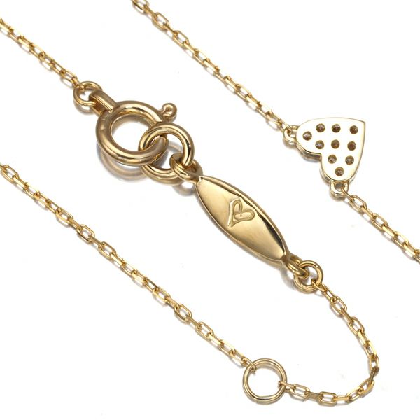 アーカー ネックレス ダイヤ 0.05ct ハートパヴェ  K18YG 