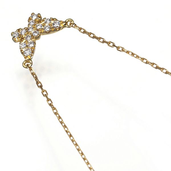 アーカー ネックレス ダイヤ 0.06ct バタフライパヴェ  K18YG 