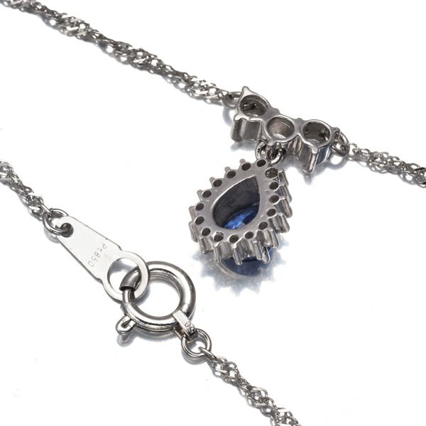 サファイア 0.56ct ダイヤ 0.34ct ティアドロップ クラシック  ネックレス Pt850 