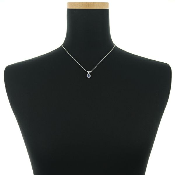 サファイア 0.56ct ダイヤ 0.34ct ティアドロップ クラシック  ネックレス Pt850 