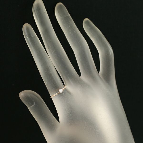 メザンジュ リング ダイヤ 0.07ct フリル チェーン 10号 K18PG 