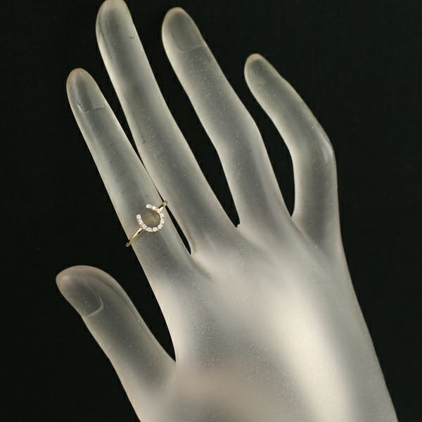 エテ リング ダイヤ 0.04ct  ホースシュー 7号 K18YG 