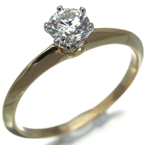 ティファニー リング ダイヤ 0.45ct H VVS1 ソリティア 11号 K18YG/Pt950 鑑定書