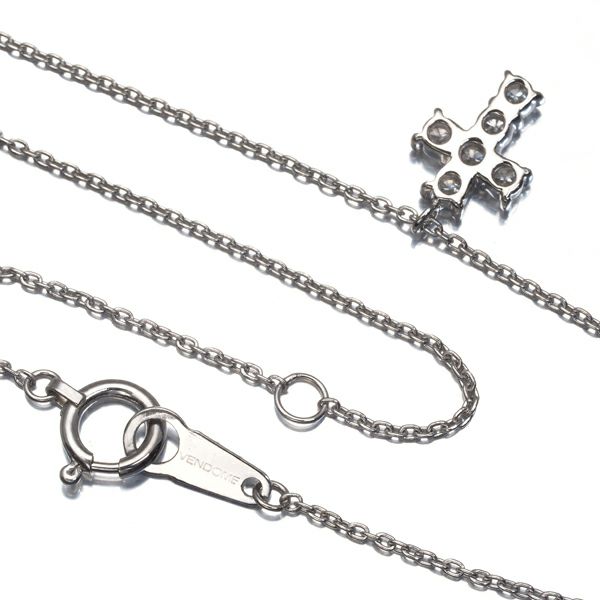 ヴァンドーム ネックレス ダイヤ 0.18ct  クロス Pt900/Pt850 