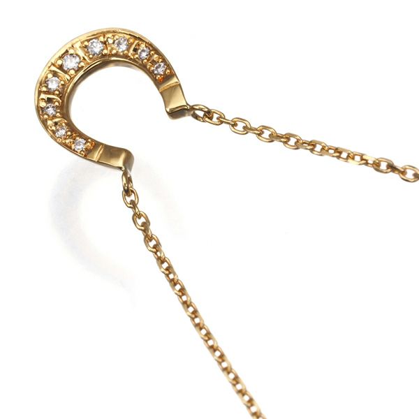 SJX ネックレス ダイヤ 0.02ct  ホースシュー K18YG 