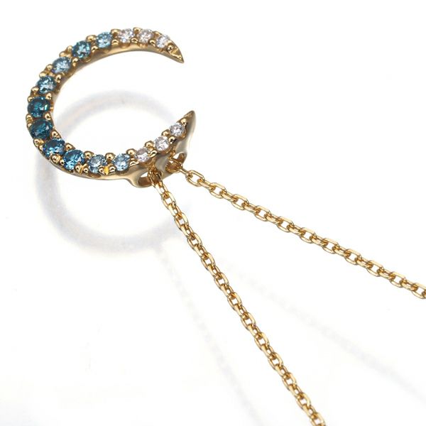 スタージュエリー ネックレス ダイヤ 0.08ct/0.02ct  ムーン グラデーション K18YG 