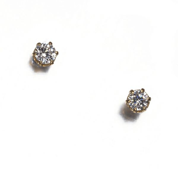 ダイヤ 0.025ct/0.025ct 一粒  ピアス K18YG 